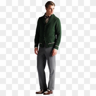 Brooks Brothers Present “the Great Gatsby” - Dark Green Cardigan With Trouser Men Clipart