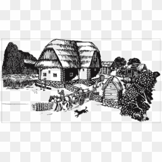 Reconstruction Of Farmstead I In The Deserted Medieval - Illustration Clipart