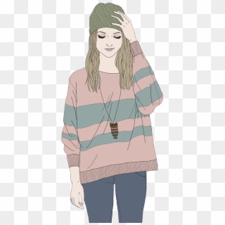 Fashion Drawing Hipster - Draw A Girl With A Sweater Clipart