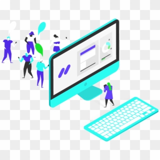 Illustration Of People Around Computer - Graphic Design Clipart