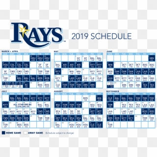 Download The 2019 Tampa Bay Rays Schedule - Tampa Bay Rays Schedule 2018 Clipart