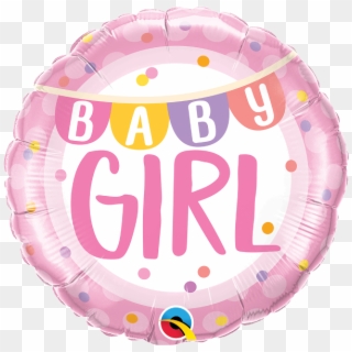 Baby Girl Banner & Dots 18" Foil Balloon - Balloon Clipart
