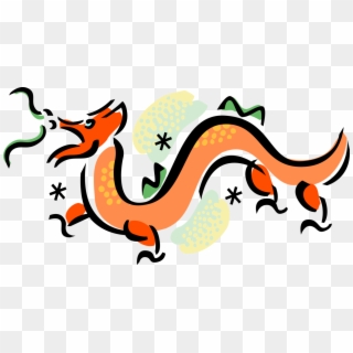 Vector Illustration Of Chinese Mythological Dragon Clipart