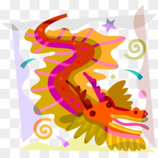 Vector Illustration Of Chinese Mythological Dragon - Chinese Dragon For Kids Clipart