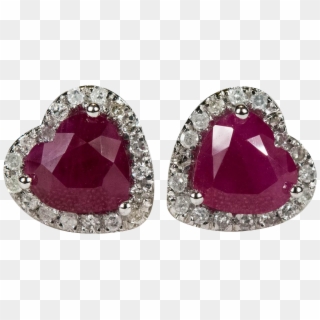 50ctw Heart Ruby Diamond Stud Earrings 10k Gold Screw - Earrings Clipart