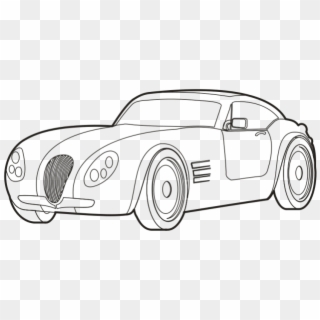 Lamborghini Clipart Black And White - Car Outline Drawing - Png Download