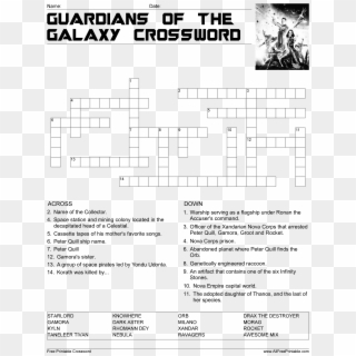 Guardians Of The Galaxy Crossword Game - Marvel Crossword Puzzles Printable Clipart