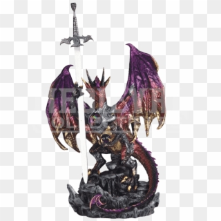 Armoured Jewel Dragon With Sword Statue - Dragon With Sword Statue Clipart