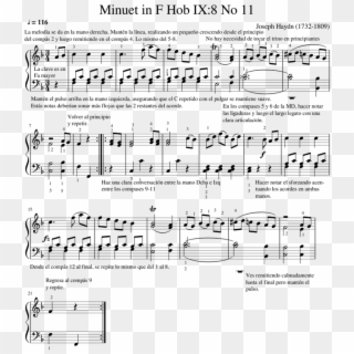 Minuet In F Hob Ix 8 No - Sheet Music Clipart
