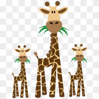 Baby Animal Clipart Giraffe - Cartoon Jungle Animals Clipart Giraffe And Baby - Png Download