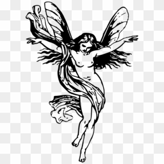 Angel Fairies Aloft Fairy Female Lady Naked Wing - Fairy Drawing Png Clipart