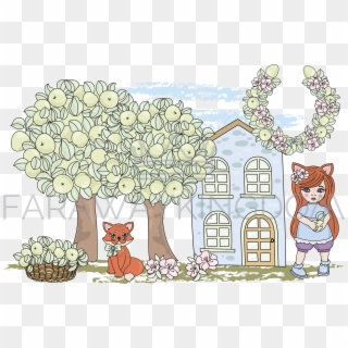 Fox Fairy Tale Animal Garden Cartoon Vector Illustration - Love You Clipart