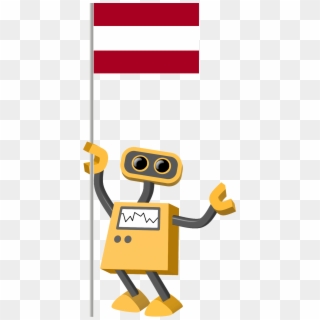 Flag Bot, Austria - Robot Holding Flag Clipart