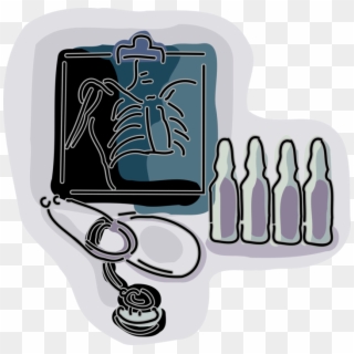 Vector Illustration Of X-ray And Physician Stethoscope - Illustration Clipart