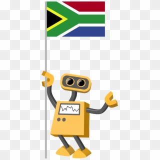 Flag Bot, South Africa - Robot Holding Flag Clipart
