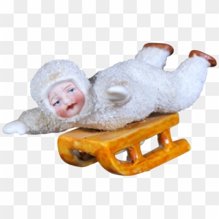 Antique Snow Baby 'child On Sled' - Luge Clipart