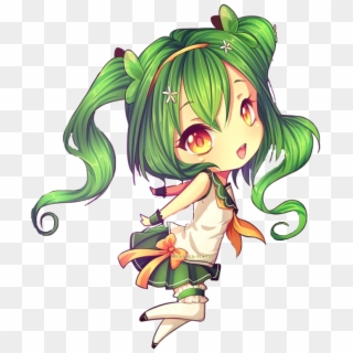 Chibi Sticker Chibi Girl With Green Hair Clipart 3497010 Pikpng - green hair anime girl roblox