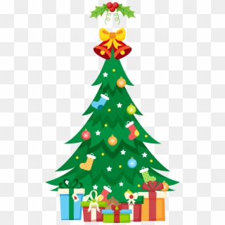 Traditional Christmas Tree With Gifts Clipart Png Image - Christmas Tree Transparent Png