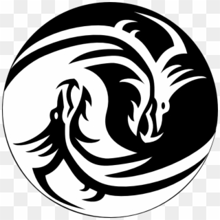 Dragon Clipart Black And White Yin Yang Large Clip - Yin Yang Symbol Dragon - Png Download