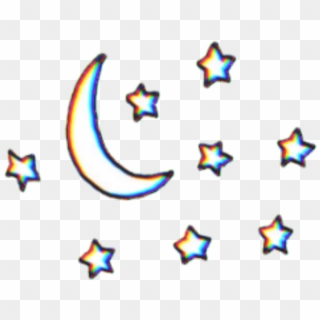 Moon Stars Star Tumblr Glitch Glitchy - Moon And Stars Transparent Clipart