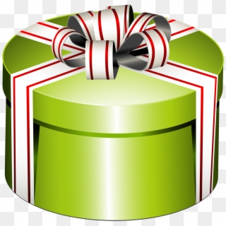 Green Round Present Box With Bow Png Clipartu200b Gallery - Round Gift Box Clipart Transparent Png