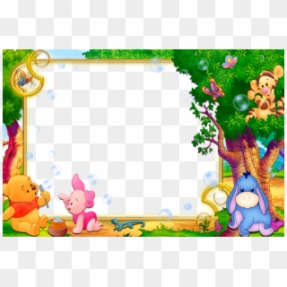 Kids Transparent Frame With Winnie The Pooh - Winnie The Pooh Birthday Background Clipart