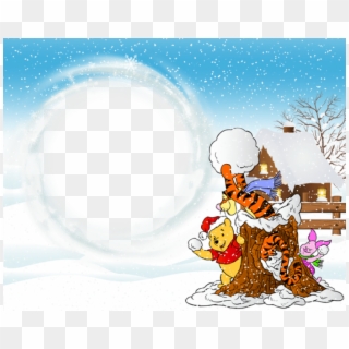 Christmas Transparent Frame With Winnie The Pooh Png - Winnie The Pooh Christmas Png Clipart