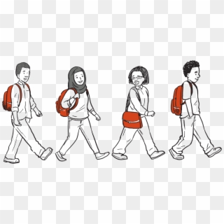 10 Students Walking To School - Students Walking To School Clipart