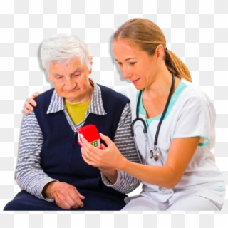 Nurse Comforting The Old Woman - Senior Citizen Clipart