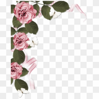 Rose Page Border - Dusty Rose Flower Border Clipart