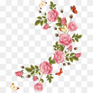 Romantic Pink Flower Border Png File - Flower Png Border Clipart
