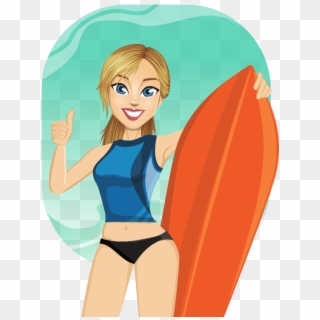 Surfer Clipart - Girl Surfing Clipart Png Transparent Png