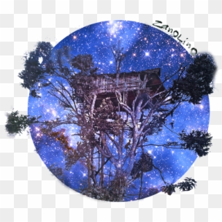 Salgado Tree House At Night Circle With Signature - Small Magellanic Cloud Blue Clipart
