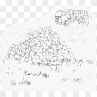 Piles Of Sugar Beets Waiting On The Fields, To Be Collected - Sketch Clipart