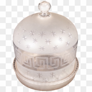 Regency Star Cut And Greek Key Etched Glass Cheese - Dome Clipart