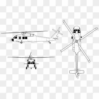 Uh-60 Orthographical Image - Black Hawk Helicopter Top View Clipart