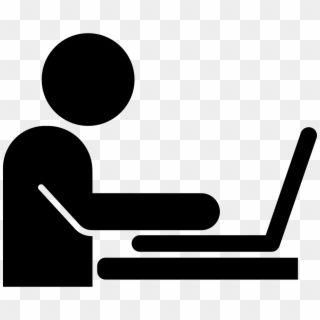 Man Working On A Laptop From Side View Comments - Self Paced Learning Icon Clipart