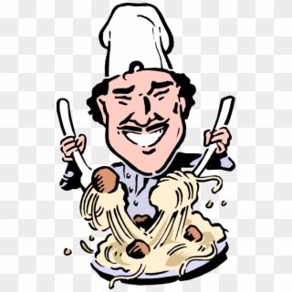 Vector Illustration Of Italian Chef Tosses Pasta Spaghetti - Cartoon Koch Clipart