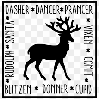 Dasher Dancer Prancer Vixon Comet Cupid Donner Blitzen - Pink Deer Png Clipart