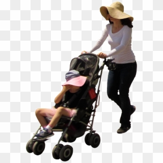 Pram Transparent Background - Woman Pushing Stroller Png Clipart