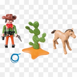 Cowboy With Foal - Cowboy Playmobil Clipart