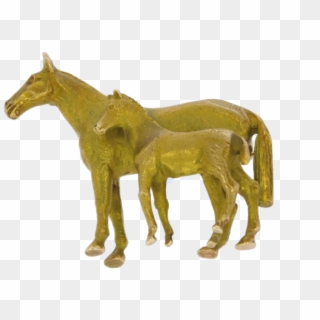 9ct Yellow Gold Mare & Foal Horse Brooch By Albaster - Figurine Clipart