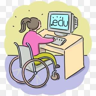 Vector Illustration Of Disabled Handicapped Student - Handicapped Girls Cartoon Clipart