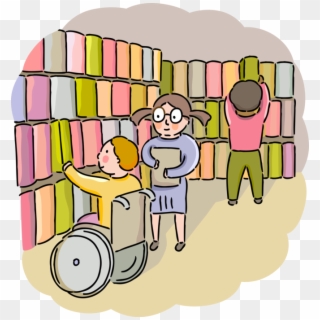 Vector Illustration Of Handicapped Academic Student - Cartoon Clipart