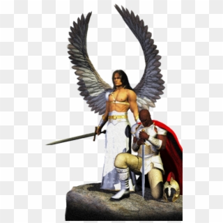 Prayer Warrior With Angel - Jesus Protecting From Evil Clipart