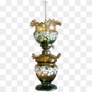 Rare Circa 1880 Antique Victorian Coralene Oil Lamp - Vase Clipart