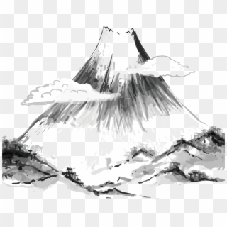 Drawing Japan Mountains - Tranh Thủy Mặc Png Clipart