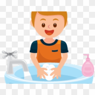 Wash Hands Clipart - Boy Washing Hands Cartoon - Png Download