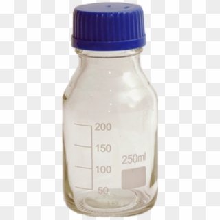 Lab Bottle 250 Ml, Clear Glass Gl 45, Blue Cap, D 70 - Plastic Bottle Clipart