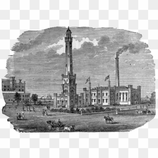 Chicago Water Tower & Pumping Station, Published 1886 - History Of Chicago Clipart